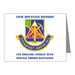 4BCTSTB - M01 - 02 - DUI - 4th BCT - Special Troops Batalion with Text Note Cards (Pk of 20)