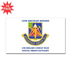 4BCTSTB - M01 - 01 - DUI - 4th BCT - Special Troops Batalion with Text Sticker (Rectangle 10 pk)