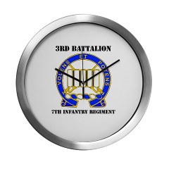 4BCTV3B7IR - M01 - 03 - DUI - 3rd Bn - 7th Infantry Regt with Text - Modern Wall Clock