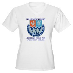 4BCTV4BCTSTB - A01 - 04 - DUI - 4th BCT - Special Troops Bn with Text - Women's V-Neck T-Shirt