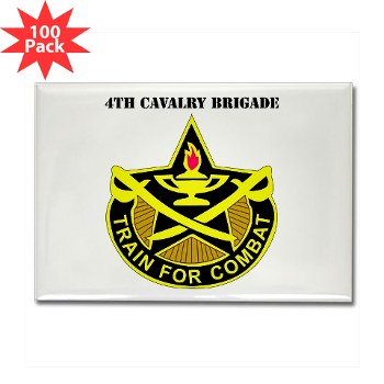 4CAV - M01 - 01 - DUI - 4th Cavalry Brigade with Text Rectangle Magnet (100 pack)