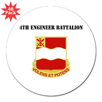 4EB - M01 - 01 - DUI - 4th Engineer Battalion with Text - 3" Lapel Sticker (48 pk)