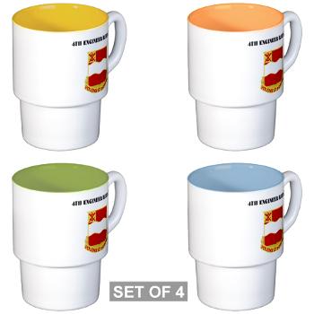4EB - M01 - 03 - DUI - 4th Engineer Battalion with Text - Stackable Mug Set (4 mugs)