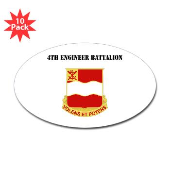 4EB - M01 - 01 - DUI - 4th Engineer Battalion with Text - Sticker (Oval 10 pk)