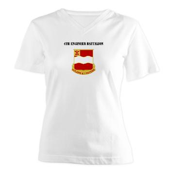 4EB - A01 - 04 - DUI - 4th Engineer Battalion with Text - Women's V-Neck T-Shirt