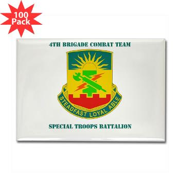 4HBCT4BCTSTB - A01 - 01 - DUI - 4th BCT - Special Troops Bn with Text - Rectangle Magnet (100 pack) - Click Image to Close