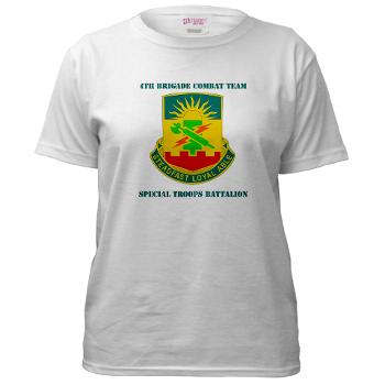 4HBCT4BCTSTB - A01 - 04 - DUI - 4th BCT - Special Troops Bn with Text - Women's T-Shirt