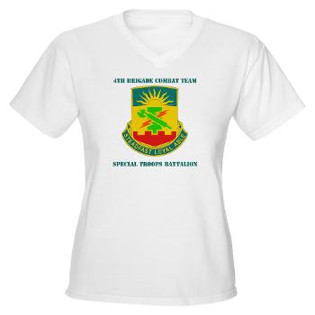 4HBCT4BCTSTB - A01 - 04 - DUI - 4th BCT - Special Troops Bn with Text - Women's V-Neck T-Shirt