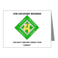 4HBCT - M01 - 02 - DUI - 4th Heavy BCT - Cobras with Text - Note Cards (Pk of 20)