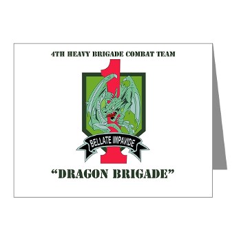 4HBCTDB - M01 - 02 - DUI - 4th HBCT - Dragon Brigade with text Note Cards (Pk of 20)