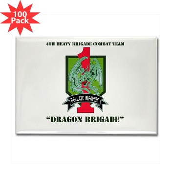 4HBCTDB - M01 - 01 - DUI - 4th HBCT - Dragon Brigade with text Rectangle Magnet (100 pack) - Click Image to Close