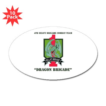 4HBCTDB - M01 - 01 - DUI - 4th HBCT - Dragon Brigade with text Sticker (Oval 10 pk) - Click Image to Close