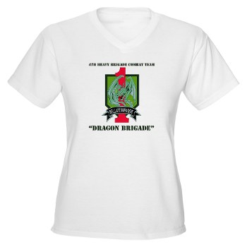 4HBCTDB - A01 - 04 - DUI - 4th HBCT - Dragon Brigade with text Women's V-Neck T-Shirt