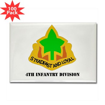 4ID - M01 - 01 - DUI - 4th Infantry Division with text Rectangle Magnet (100 pack) - Click Image to Close
