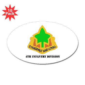 4ID - M01 - 01 - DUI - 4th Infantry Division with text Sticker (Oval 10 pk)