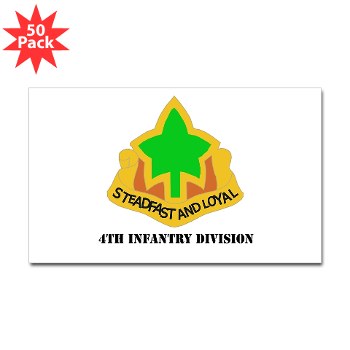 4ID - M01 - 01 - DUI - 4th Infantry Division with text Sticker (Rectangle 50 pk) - Click Image to Close