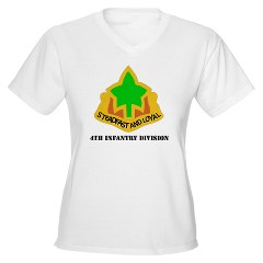 4ID - A01 - 04 - DUI - 4th Infantry Division with text Women's V-Neck T-Shirt