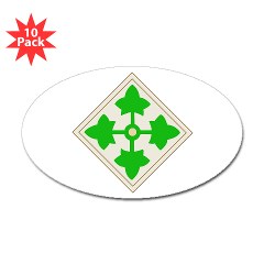 4ID - M01 - 01 - SSI - 4th Infantry Division Sticker (Oval 10 pk)