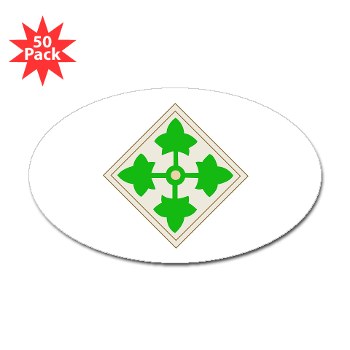 4ID - M01 - 01 - SSI - 4th Infantry Division Sticker (Oval 50 pk) - Click Image to Close