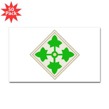 4ID - M01 - 01 - SSI - 4th Infantry Division Sticker (Rectangle 50 pk)