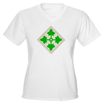 4ID - A01 - 04 - SSI - 4th Infantry Division Women's V-Neck T-Shirt - Click Image to Close