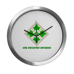 4ID - M01 - 03 - SSI - 4th Infantry Division with text Modern Wall Clock