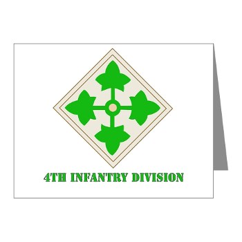 4ID - M01 - 02 - SSI - 4th Infantry Division with text Note Cards (Pk of 20)