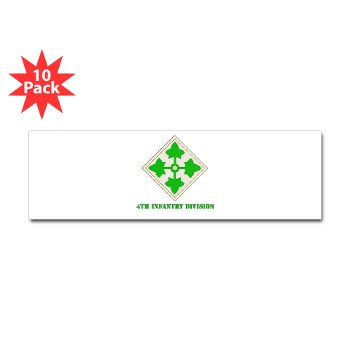 4ID - M01 - 01 - SSI - 4th Infantry Division with text Sticker (Bumper 10 pk)