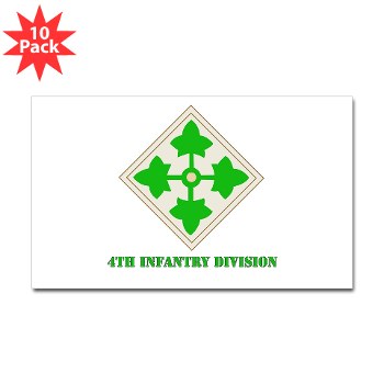 4ID - M01 - 01 - SSI - 4th Infantry Division with text Sticker (Rectangle 10 pk)