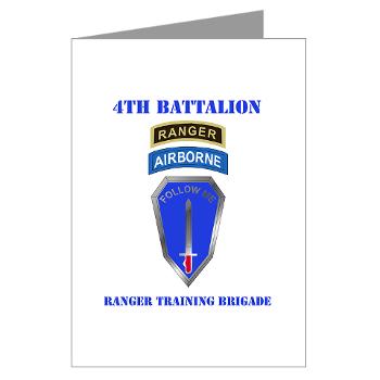 4RTB - M01 - 02 - DUI - 4th Ranger Training Brigade with Text - Greeting Cards (Pk of 10) - Click Image to Close