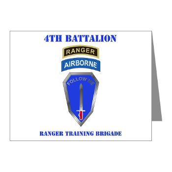 4RTB - M01 - 02 - DUI - 4th Ranger Training Brigade with Text - Note Cards (Pk of 20) - Click Image to Close