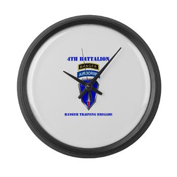 4RTB - M01 - 04 - DUI - 4th Ranger Training Bde with Text - Large Wall Clock