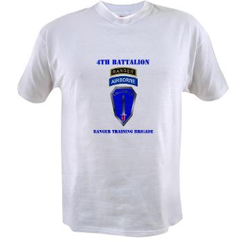 4RTB - A01 - 04 - DUI - 4th Ranger Training Bde with Text - Value T-shirt - Click Image to Close