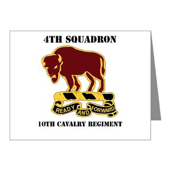 4S10CR - M01 - 02 - DUI - 4th Sqdrn - 10th Cavalry Regt with Text - Note Cards (Pk of 20) - Click Image to Close