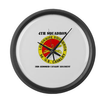 4S3ACR - M01 - 03 - DUI - 4th Sqdrn (Aviation) - 3rd ACR with Text - Large Wall Clock