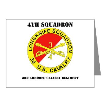 4S3ACR - M01 - 02 - DUI - 4th Sqdrn (Aviation) - 3rd ACR with Text - Note Cards (Pk of 20)
