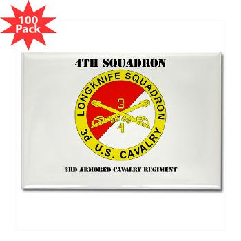 4S3ACR - M01 - 01 - DUI - 4th Sqdrn (Aviation) - 3rd ACR with Text - Rectangle Magnet (100 pack)