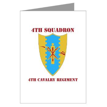 4S4CR - M01 - 02 - DUI - 4th Squadron - 4th Cavalry Regt with Text - Greeting Cards (Pk of 10)