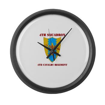 4S4CR - M01 - 03 - DUI - 4th Squadron - 4th Cavalry Regt with Text - Large Wall Clock