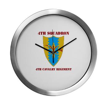 4S4CR - M01 - 03 - DUI - 4th Squadron - 4th Cavalry Regt with Text - Modern Wall Clock