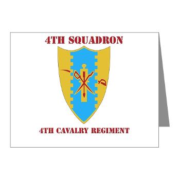 4S4CR - M01 - 02 - DUI - 4th Squadron - 4th Cavalry Regt with Text - Note Cards (Pk of 20) - Click Image to Close