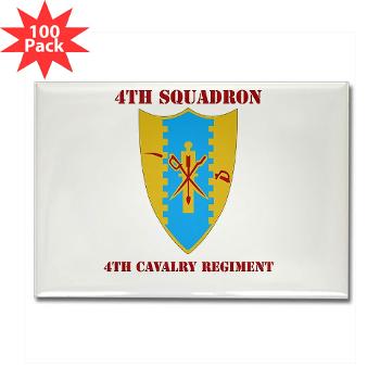 4S4CR - M01 - 01 - DUI - 4th Squadron - 4th Cavalry Regt with Text - Rectangle Magnet (100 pack) - Click Image to Close