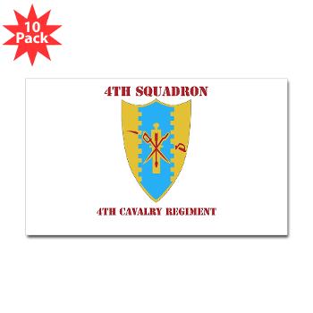 4S4CR - M01 - 01 - DUI - 4th Squadron - 4th Cavalry Regt with Text - Sticker (Rectangle 10 pk)