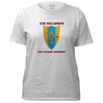 4S4CR - A01 - 04 - DUI - 4th Squadron - 4th Cavalry Regt with Text - Women's T-Shirt - Click Image to Close
