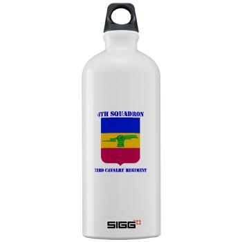 4S73CR - M01 - 03 - DUI - 4th Sqdrn - 73rd Cavalry Regiment with Text Sigg Water Bottle 1.0L