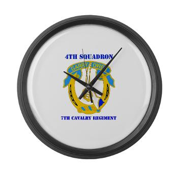 4S7CR - M01 - 03 - DUI - 4th Sqdrn - 7th Cavalry Regt with Text - Large Wall Clock