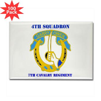 4S7CR - M01 - 01 - DUI - 4th Sqdrn - 7th Cavalry Regt with Text - Rectangle Magnet (100 pack) - Click Image to Close