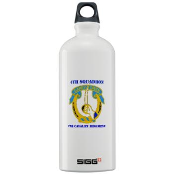 4S7CR - M01 - 03 - DUI - 4th Sqdrn - 7th Cavalry Regt with Text - Sigg Water Bottle 1.0L