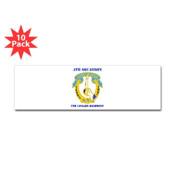 4S7CR - M01 - 01 - DUI - 4th Sqdrn - 7th Cavalry Regt with Text - Sticker (Bumper 10 pk) - Click Image to Close