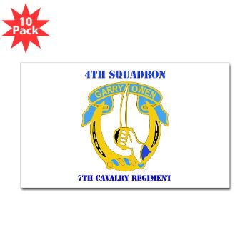 4S7CR - M01 - 01 - DUI - 4th Sqdrn - 7th Cavalry Regt with Text - Sticker (Rectangle 10 pk) - Click Image to Close